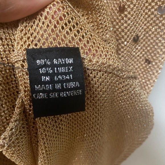 Women's Lisa International Sweater, gold loose knit with small gold sequence - Picture 4 of 8